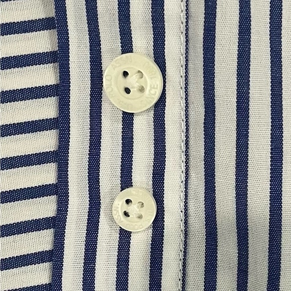 Polo by Ralph Lauren Men's Blue and White  Short Sleeve Striped Shirt - Picture 3 of 8